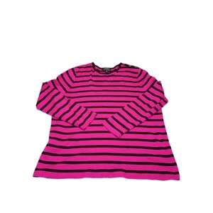Lauren Ralph Lauren Fuchsia and Black Striped Long Sleeve Tee